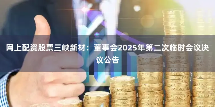 网上配资股票三峡新材：董事会2025年第二次临时会议决议公告