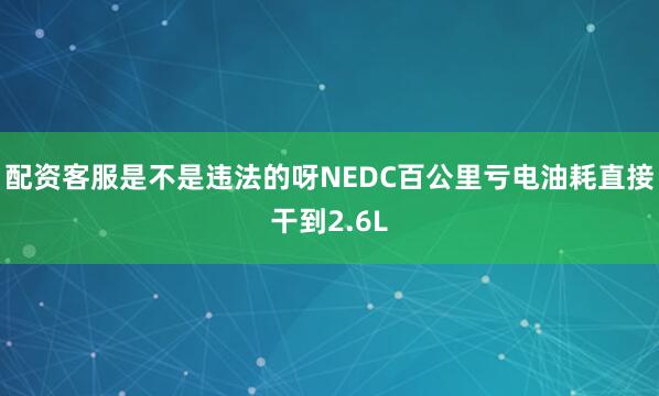 配资客服是不是违法的呀NEDC百公里亏电油耗直接干到2.6L